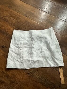 Reformation White Linen Mini Skirt